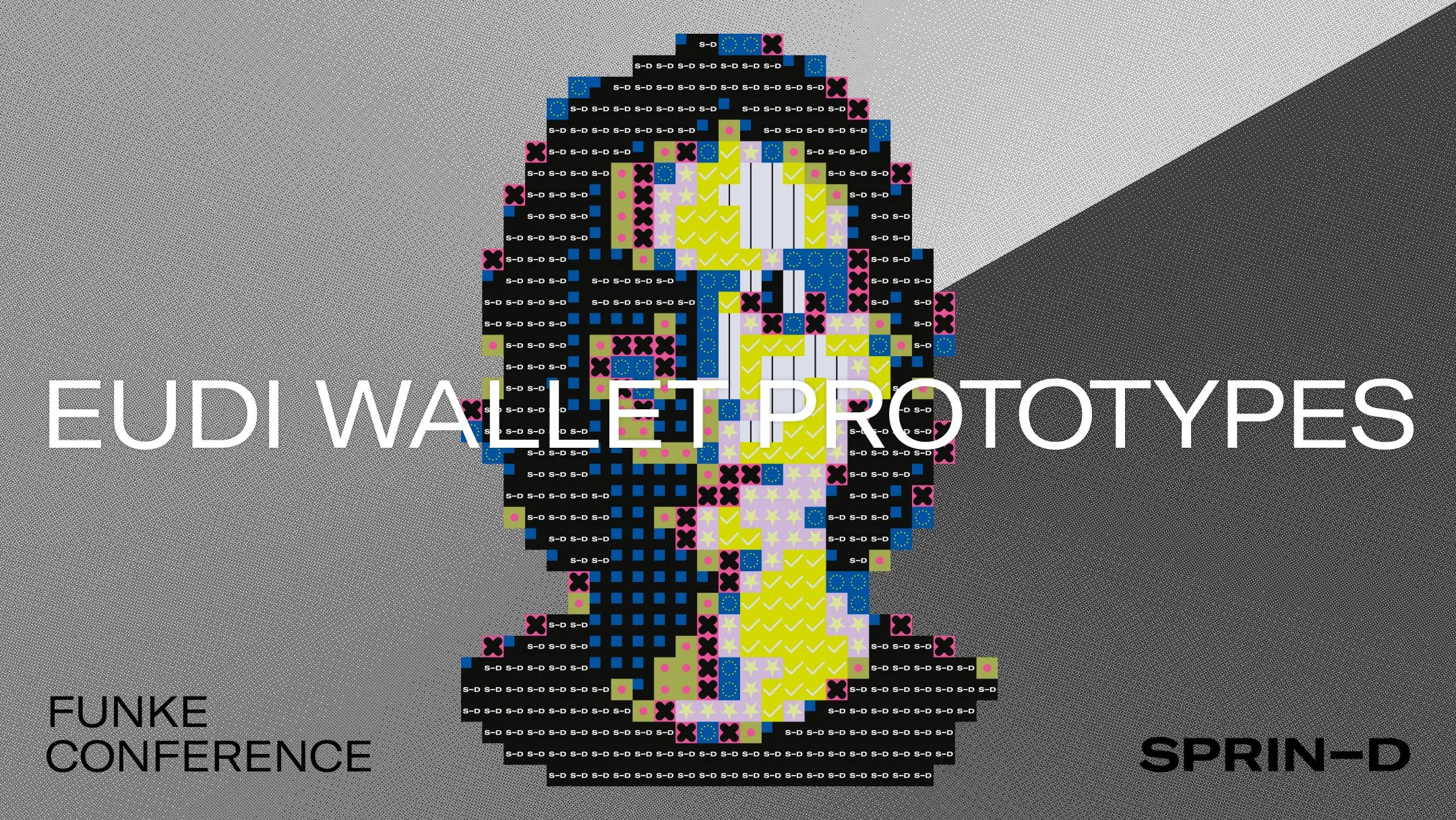 Silhouette eines Kopfes aus bunten Pixeln