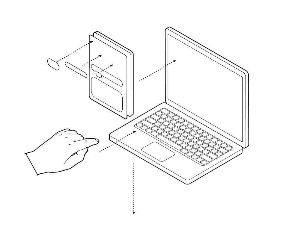 Grafik, die Daten zeigt, die in eine digitale Brieftasche eingefügt werden, welche dann mit einem Laptop kommuniziert