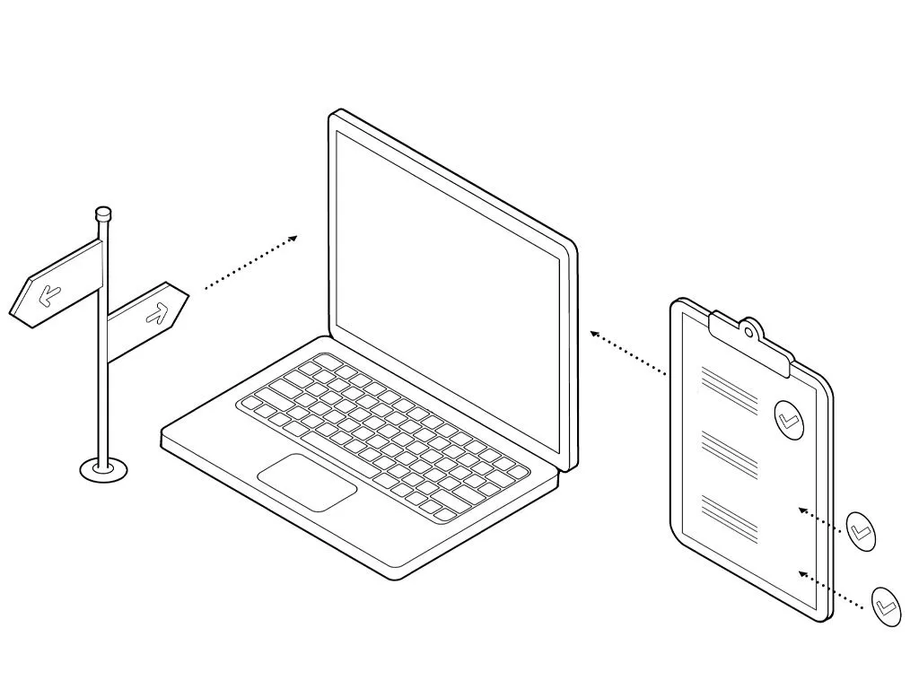 Grafik, die Informationen und Anforderungen in Bezug auf ein IT-System darstellt
