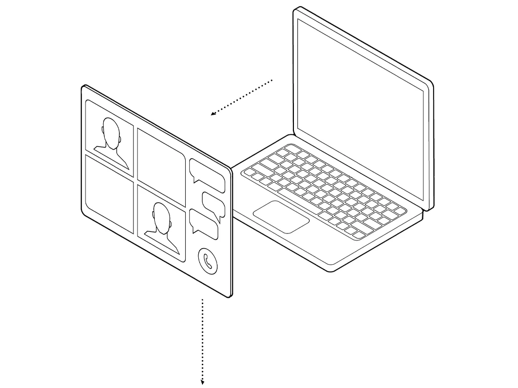 Graphic of a laptop connected to a video conference