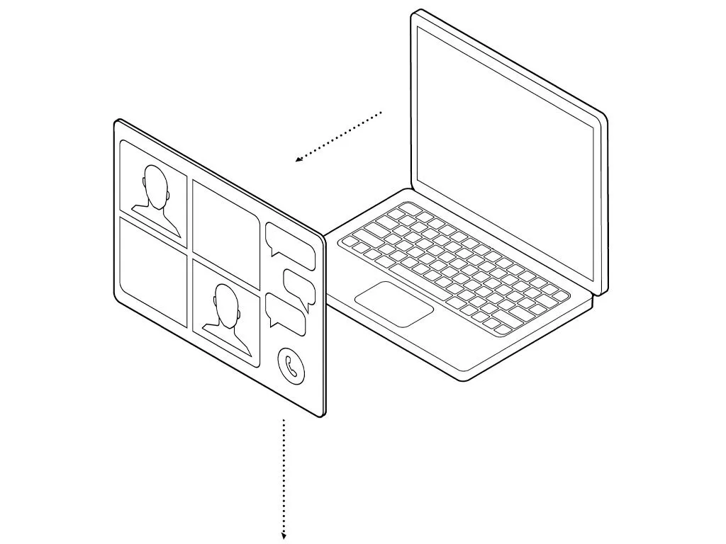 Graphic of a laptop connected to a video conference