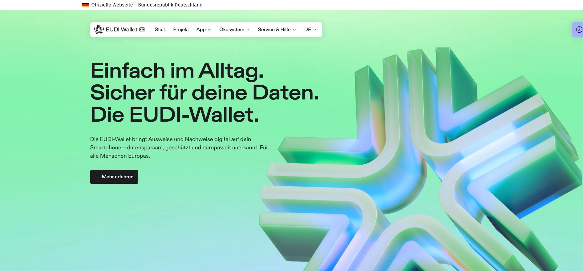 Header der Webseite des EUDI-Wallet-Projekts
