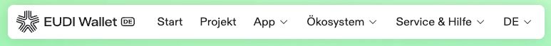 Navigationsleiste auf der Webseite des nationalen EUDI-Wallet-Projekts