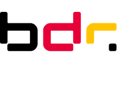 Logo of Bundesdruckerei (bdr.) in black, red and gold